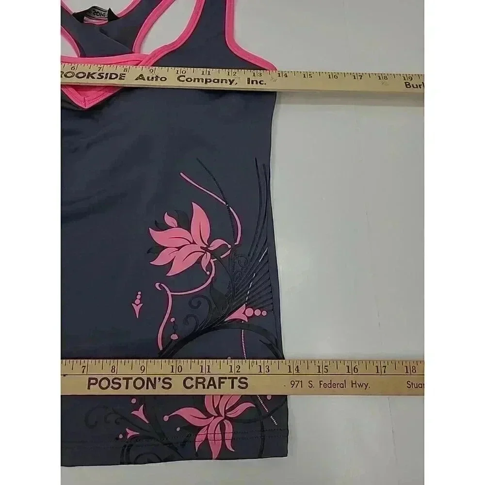 SOFO Tankini Top Women's Size Large Lot of 2 Grey and Black Built in Bra